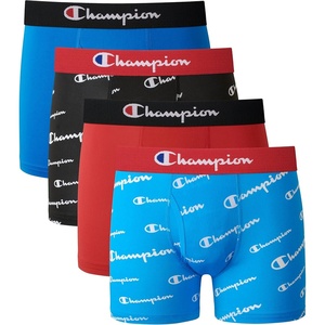 Champion Boys’ Everyday Active Lightweight Stretch Boxer Briefs – 4 Pack (S–xl)(Blue/Red/Scripts)