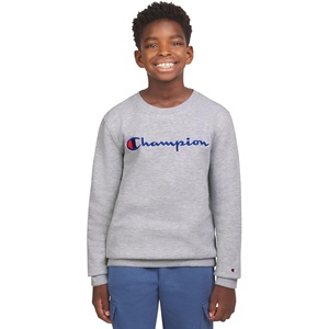 Champion Boys Sweatshirt for Kids Pullover Fleece Crewneck Sweater(Signature Grey Heather)