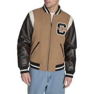 Champion Men’s Letterman Varsity Bomber Jacket With Patches(Camel/Brown)