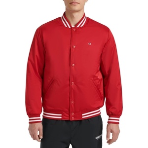 Champion Men’s Logo Striped-trim Varsity Jacket(Chili Pepper)
