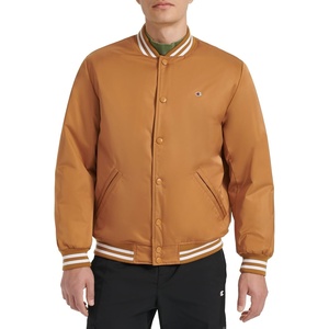 Champion Men’s Logo Striped-trim Varsity Jacket(Tobacco)