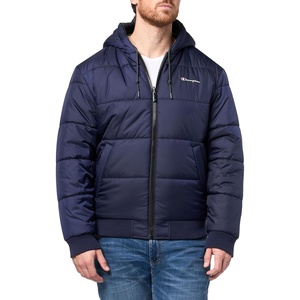 Champion Men’s Reversible Puffer Jacket with Drawstring Hood(Navy/Charcoal)