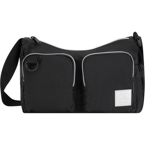 Champion Quartz Small Messenger Bag in Crinkle Nylon with Adjustable Strap, Water Bottle Pocket for Work, Travel, Commute(Black)