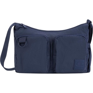 Champion Quartz Small Messenger Bag in Crinkle Nylon with Adjustable Strap, Water Bottle Pocket for Work, Travel, Commute(Blue Ink)