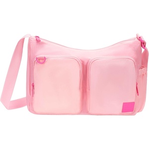 Champion Quartz Small Messenger Bag in Crinkle Nylon with Adjustable Strap, Water Bottle Pocket for Work, Travel, Commute(Rose Shadow/Pink Cosmos)