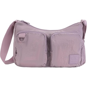 Champion Quartz Small Messenger Bag in Crinkle Nylon with Adjustable Strap, Water Bottle Pocket for Work, Travel, Commute(Snap Back Purple)