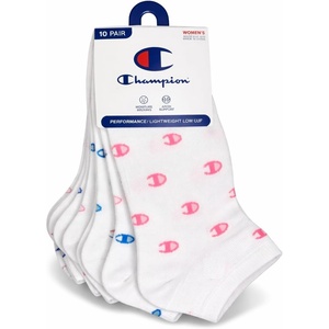Champion Women’s Lightweight Low Cut Socks – 10-pack Moisture-wicking Athletic Socks, Breathable Fit (Size 5-9)(White 4)