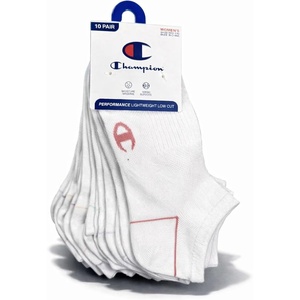 Champion Women’s Lightweight Low Cut Socks – 10-pack Moisture-wicking Athletic Socks, Breathable Fit (Size 5-9)(White)