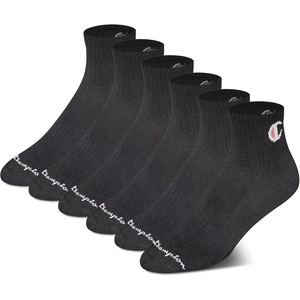 Champion Women’s Quarter Socks – 6-pack Cushioned Athletic Socks With Moisture-wicking, Arch Support (Size 5-9)(Black – Toe Logo)