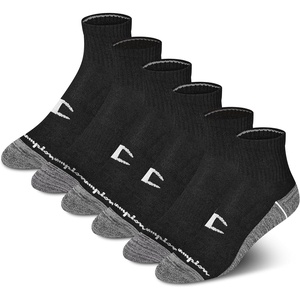 Champion Women’s Quarter Socks – 6-pack Cushioned Athletic Socks With Moisture-wicking, Arch Support (Size 5-9)(Black/Grey Logo)