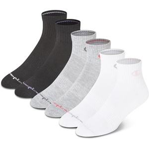 Champion Women’s Quarter Socks – 6-pack Cushioned Athletic Socks With Moisture-wicking, Arch Support (Size 5-9)(Multi (White  Grey  Black))