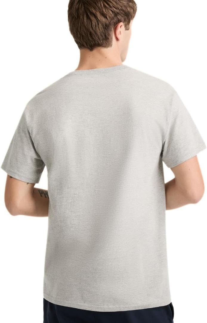 image:imageChampion Mens Classic Script Graphic Short Sleeve TShirt Standard Fit Tonal Logo Available in Regular and Big amp TallPlatinum Silver Heather