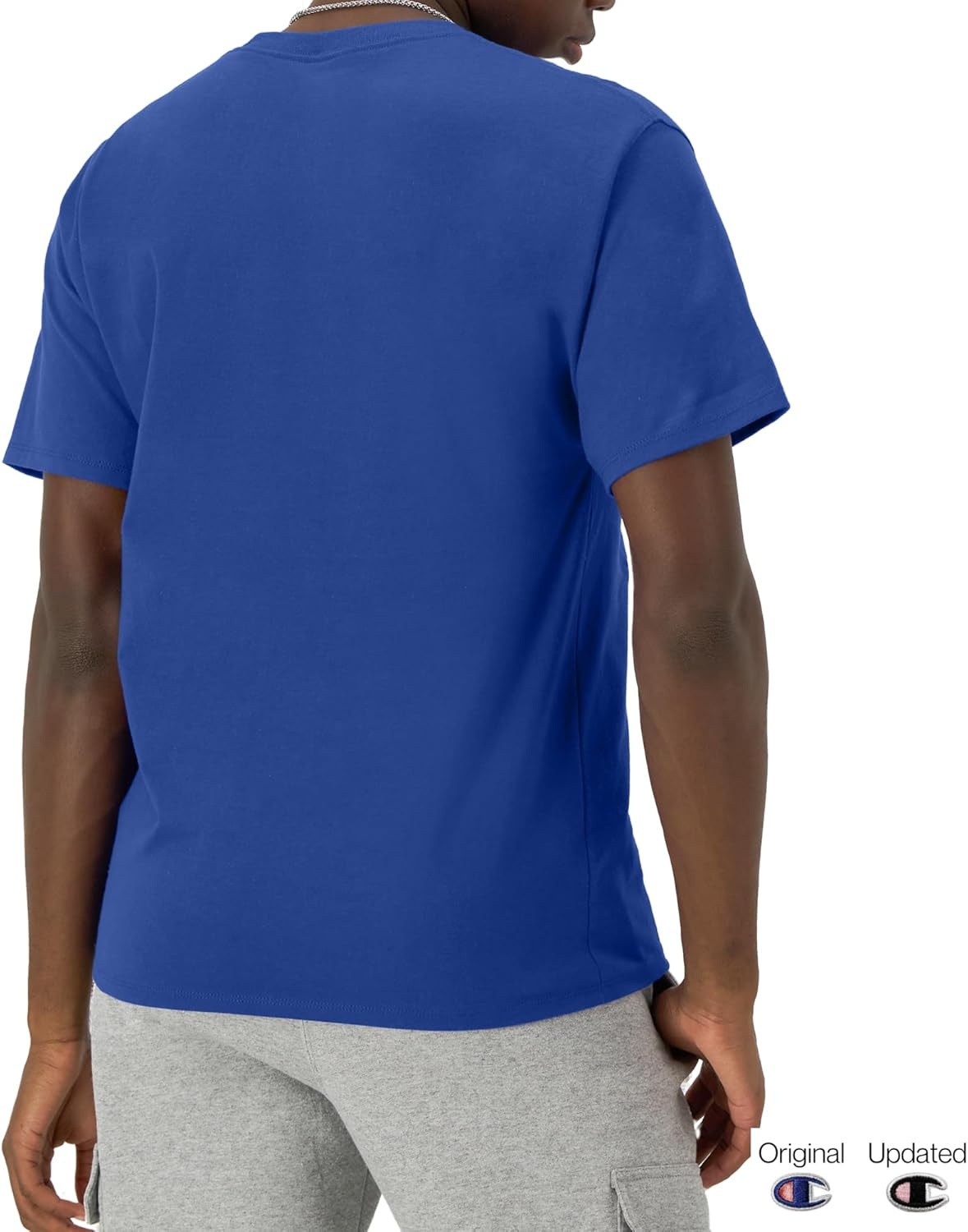 image:imageChampion Mens Classic Script Graphic Short Sleeve TShirt Standard Fit Tonal Logo Available in Regular and Big amp TallSurf the Web Classic Script Logo