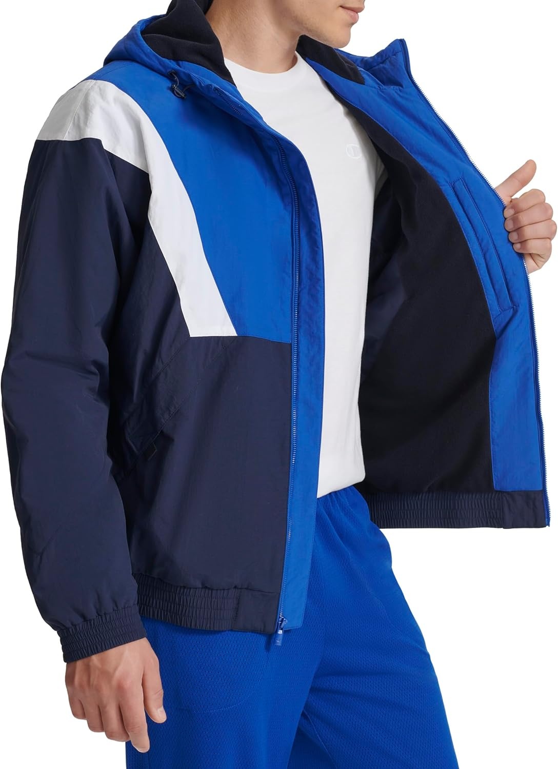 image:imageChampion Mens Color Block Lined Windbreaker With HoodRoyal Blue Combo