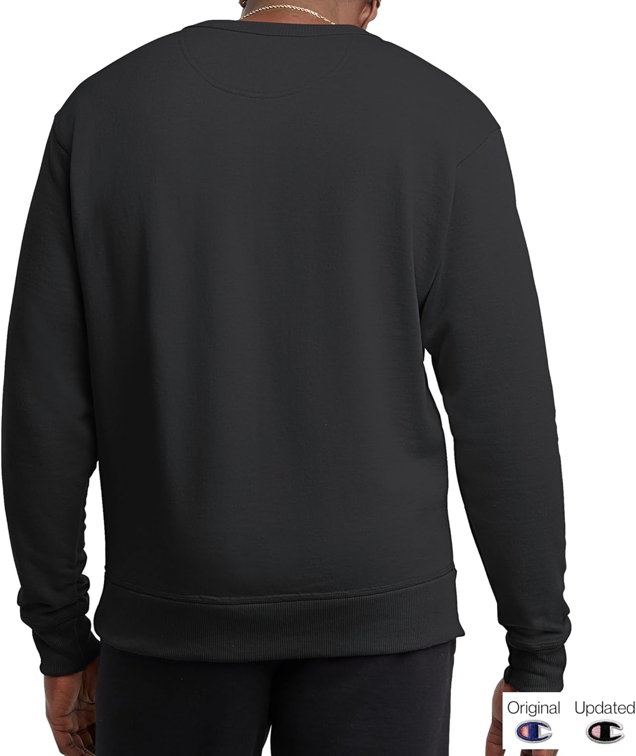 image:imageChampion Mens Crewneck Fleece Sweatshirt Standard Fit Midweight Script Logo Available in Regular and Big amp TallBlack Script
