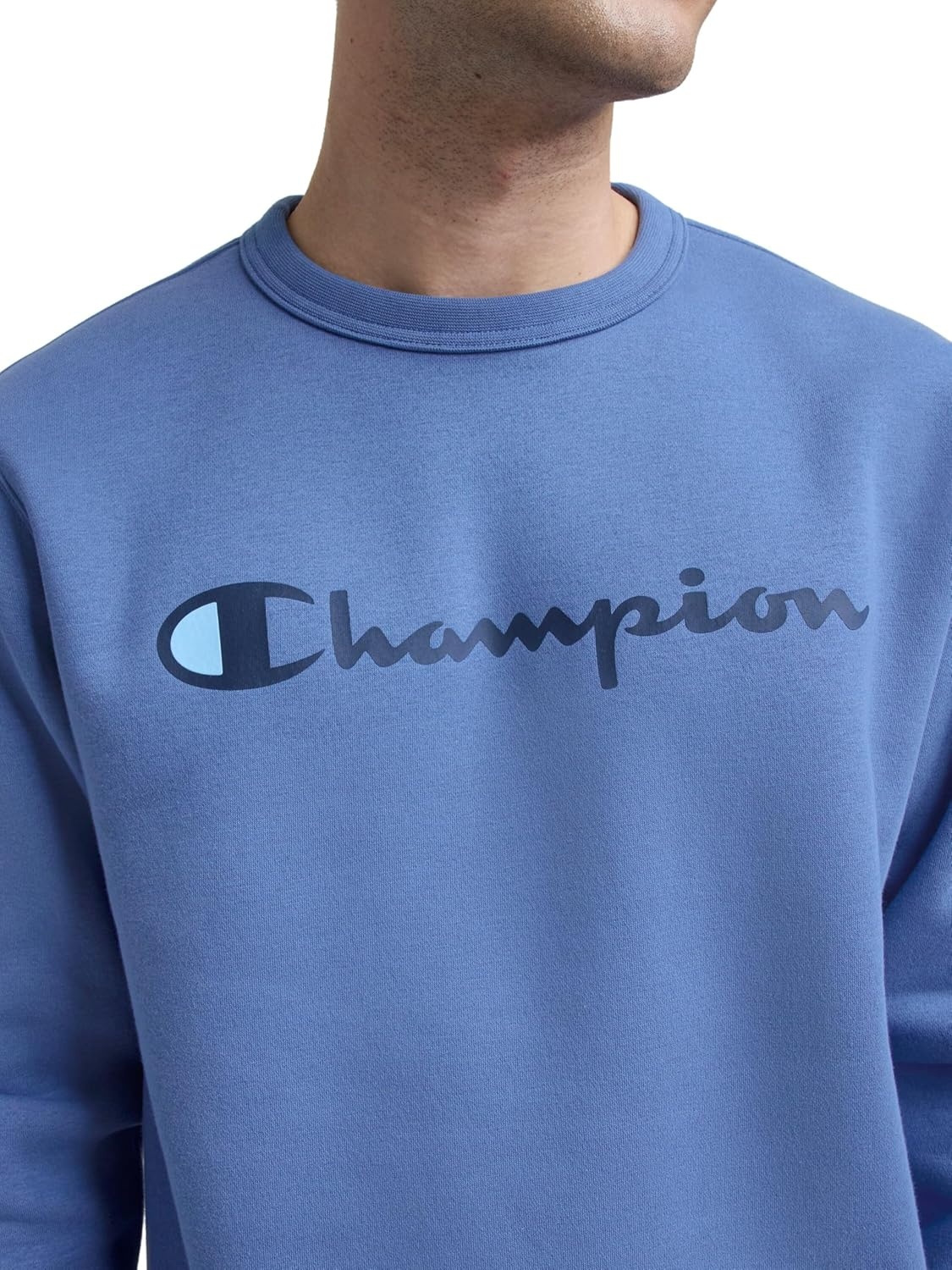 image:imageChampion Mens Crewneck Fleece Sweatshirt Standard Fit Midweight Script Logo Available in Regular and Big amp TallCoastal Fjord Classic Script Logo