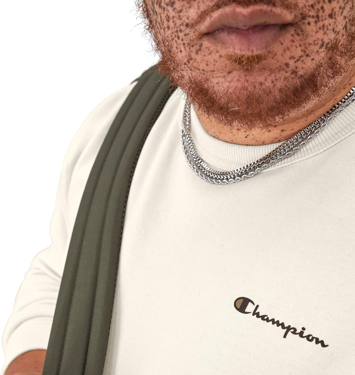 image:imageChampion Mens Crewneck Fleece Sweatshirt Standard Fit Midweight Script Logo Available in Regular and Big amp TallNatural Small Script