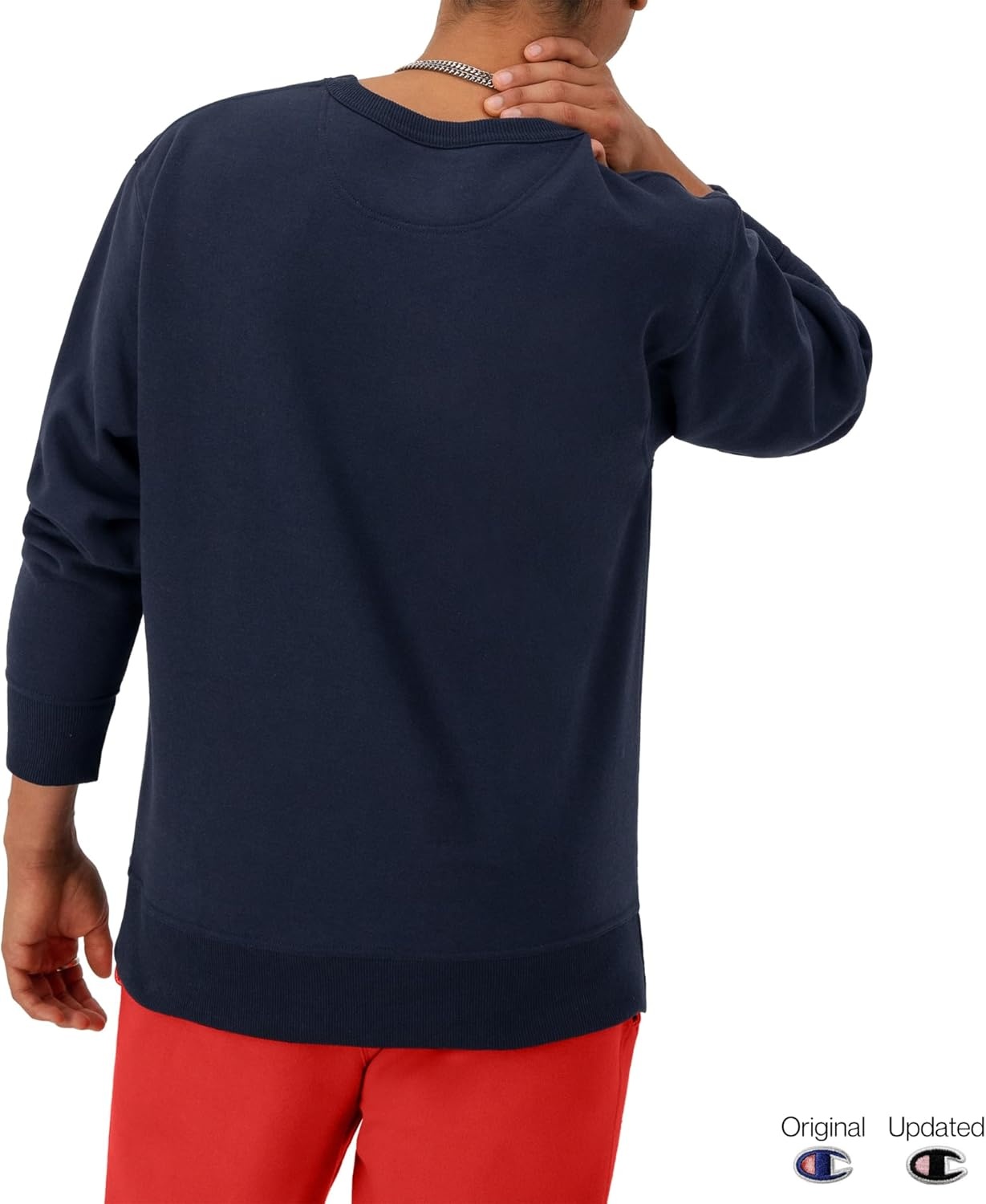 image:imageChampion Mens Crewneck Fleece Sweatshirt Standard Fit Midweight Script Logo Available in Regular and Big amp TallNavy Small Small Script Logo
