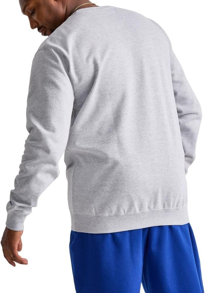 image:imageChampion Mens Crewneck Fleece Sweatshirt Standard Fit Midweight Script Logo Available in Regular and Big amp TallOxford Gray Classic Script Logo