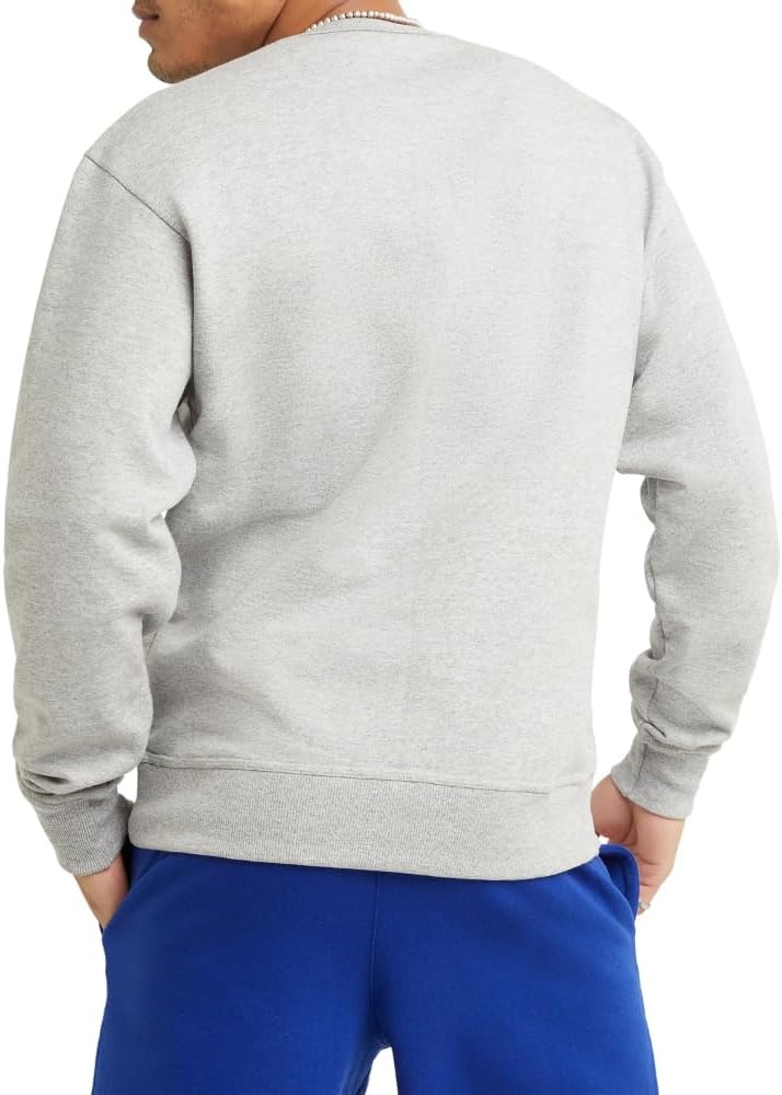 image:imageChampion Mens Crewneck Fleece Sweatshirt Standard Fit Midweight Script Logo Available in Regular and Big amp TallOxford Gray Script