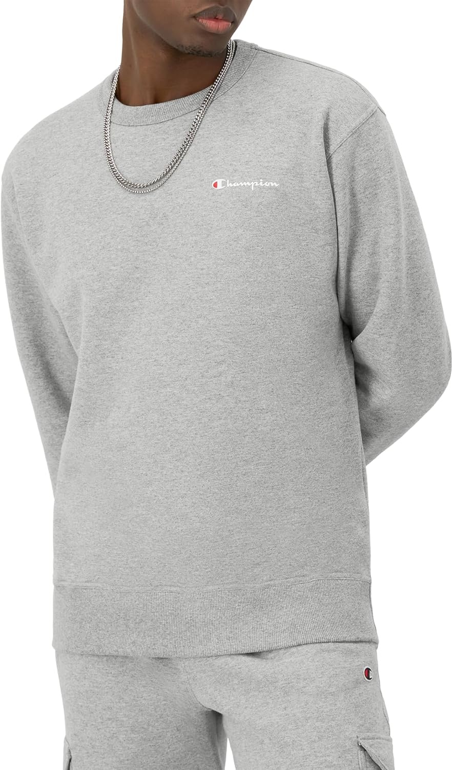 image:imageChampion Mens Crewneck Fleece Sweatshirt Standard Fit Midweight Script Logo Available in Regular and Big amp TallOxford Gray Small Small Script Logo