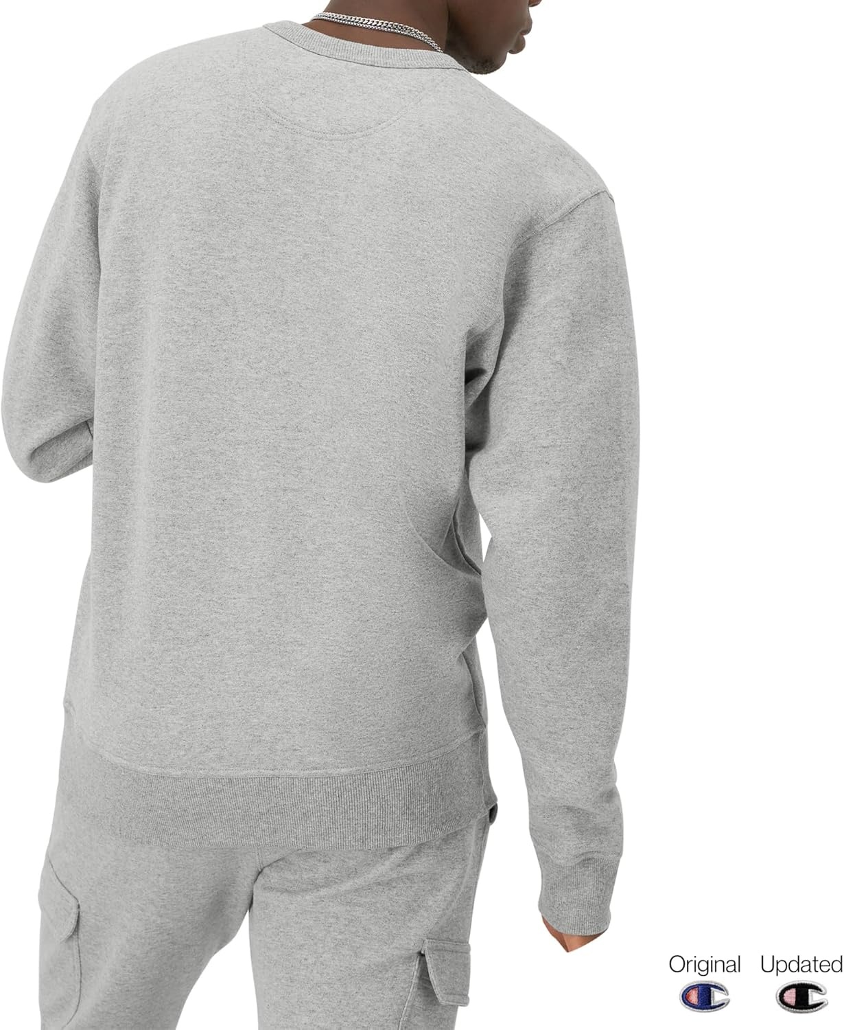 image:imageChampion Mens Crewneck Fleece Sweatshirt Standard Fit Midweight Script Logo Available in Regular and Big amp TallOxford Gray Small Small Script Logo