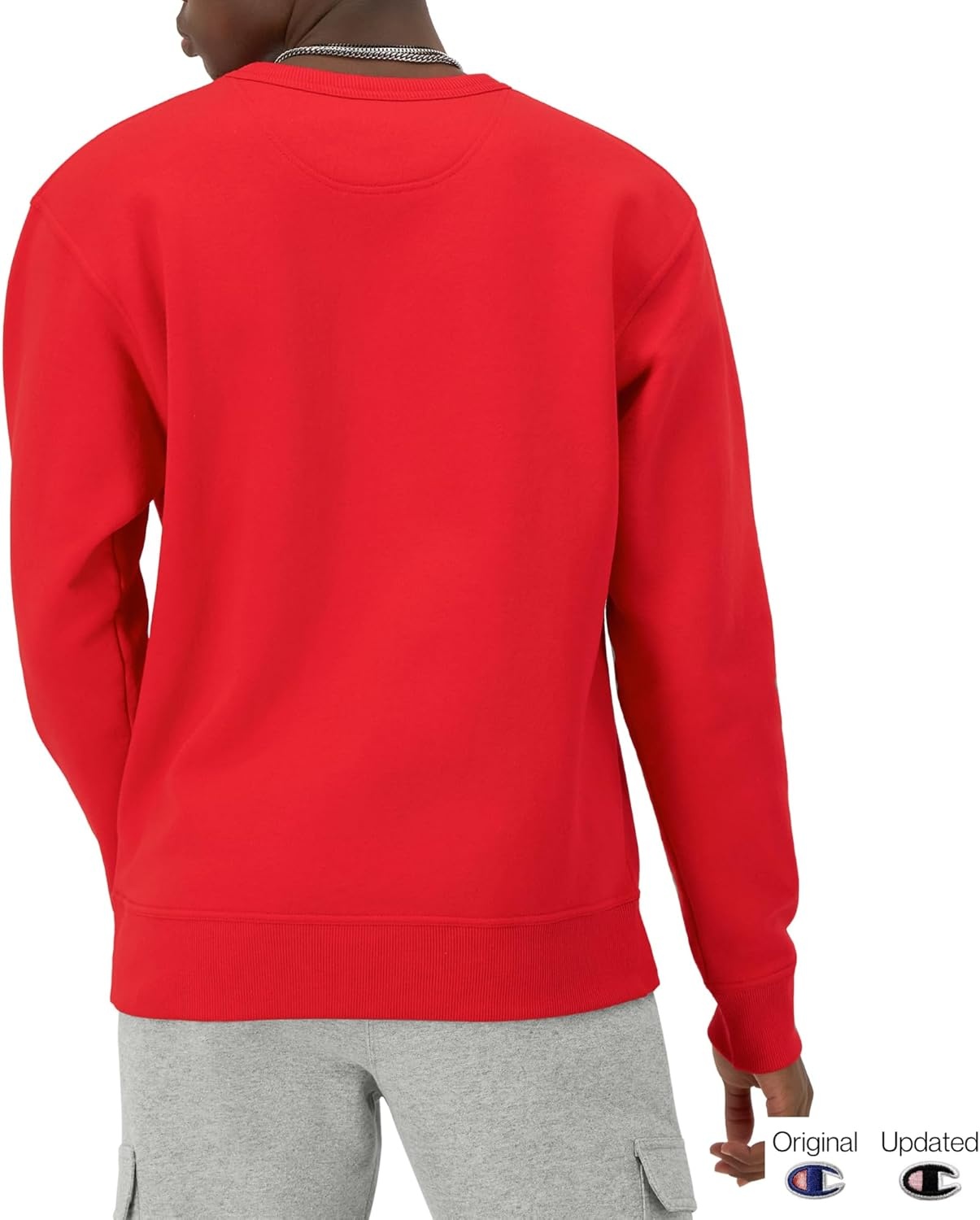 image:imageChampion Mens Crewneck Fleece Sweatshirt Standard Fit Midweight Script Logo Available in Regular and Big amp TallTeam Red Scarlet Script