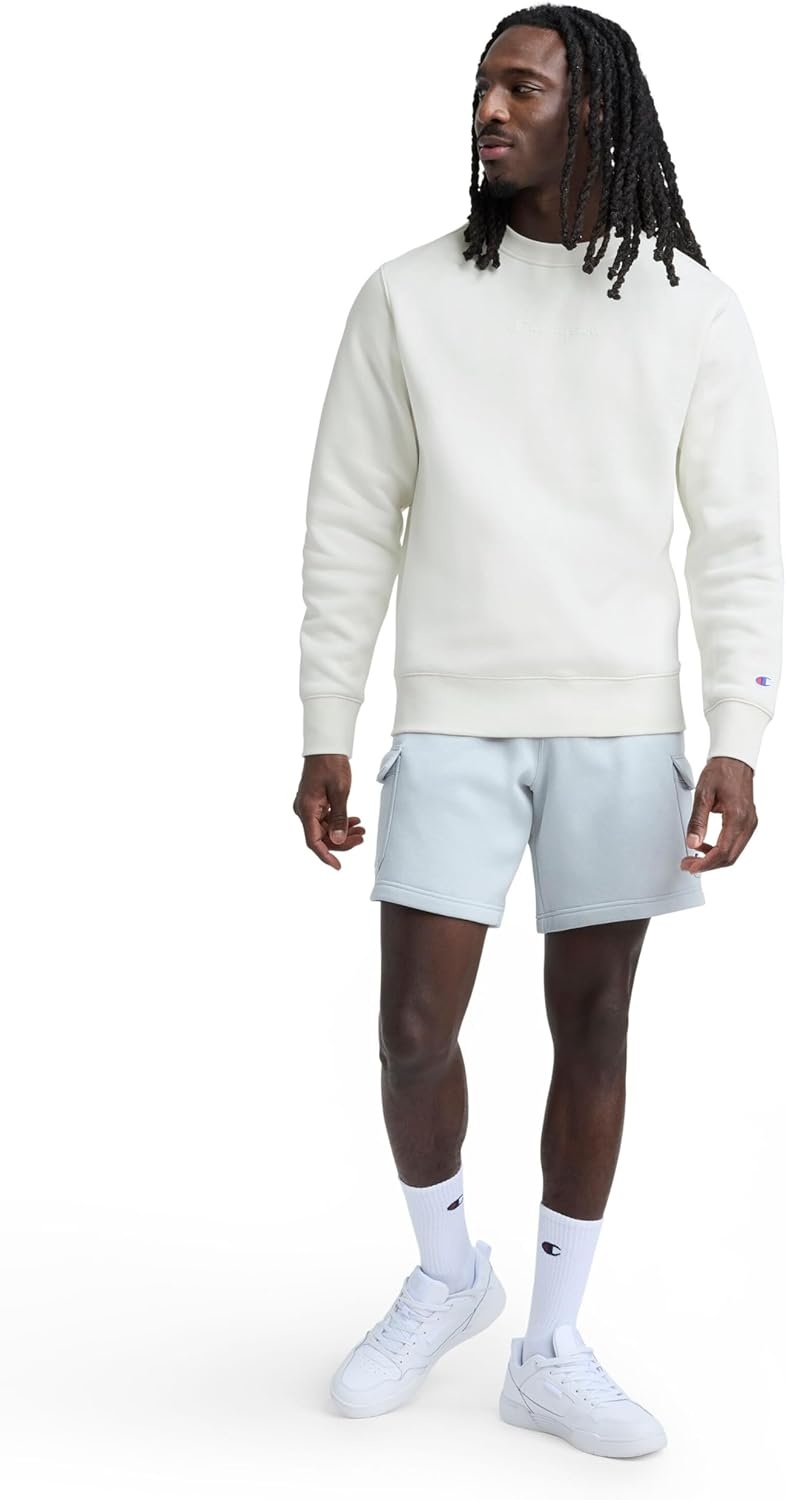 image:imageChampion Mens Crewneck Fleece Sweatshirt Standard Fit Midweight Script Logo Available in Regular and Big amp TallUnbleached Cotton Tonal Script Logo