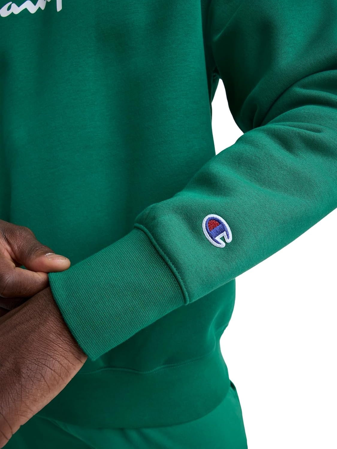 image:imageChampion Mens Crewneck Fleece Sweatshirt Standard Fit Midweight Script Logo Available in Regular and Big amp TallVerdant Green Classic Script Logo