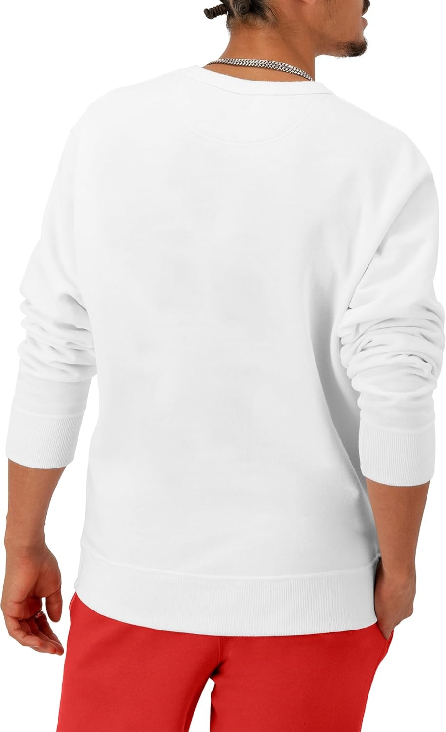 image:imageChampion Mens Crewneck Fleece Sweatshirt Standard Fit Midweight Script Logo Available in Regular and Big amp TallWhite Small Script