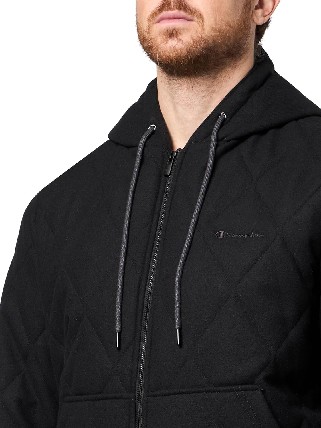 image:imageChampion Mens Diamond Quilted Varsity HoodyBlack