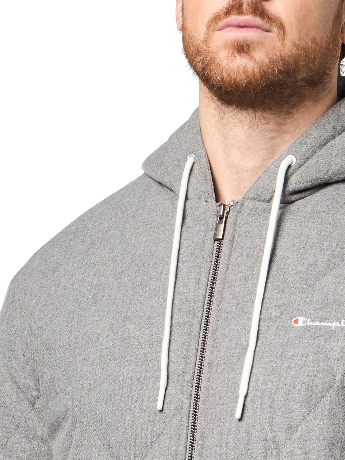 image:imageChampion Mens Diamond Quilted Varsity HoodyHeather Grey