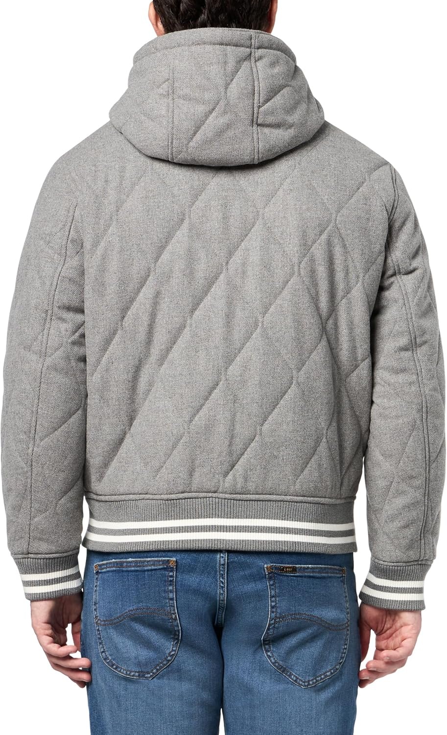 image:imageChampion Mens Diamond Quilted Varsity HoodyHeather Grey