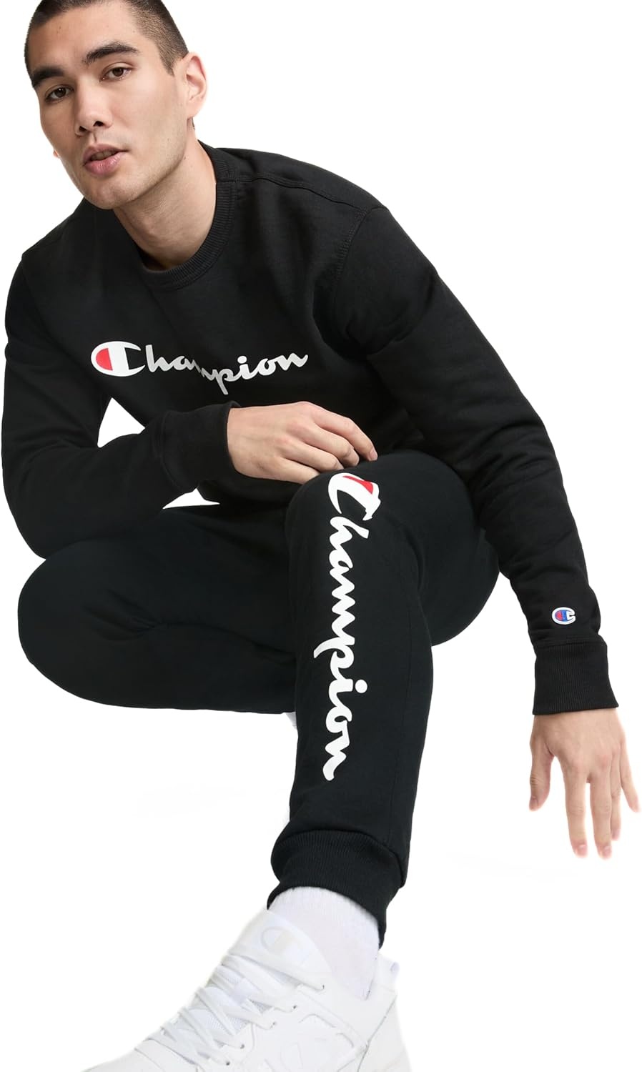 image:imageChampion Mens Graphic Fleece Joggers Sweatpants Standard Fit Midweight Fleece Classic Script LogoBlack