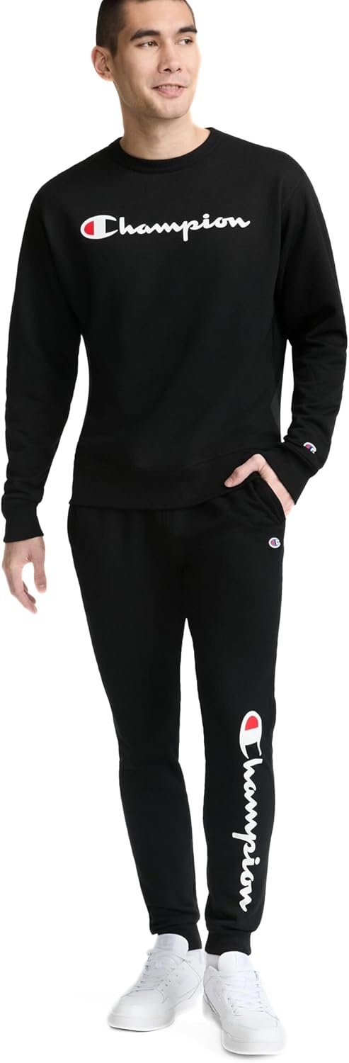 image:imageChampion Mens Graphic Fleece Joggers Sweatpants Standard Fit Midweight Fleece Classic Script LogoBlack
