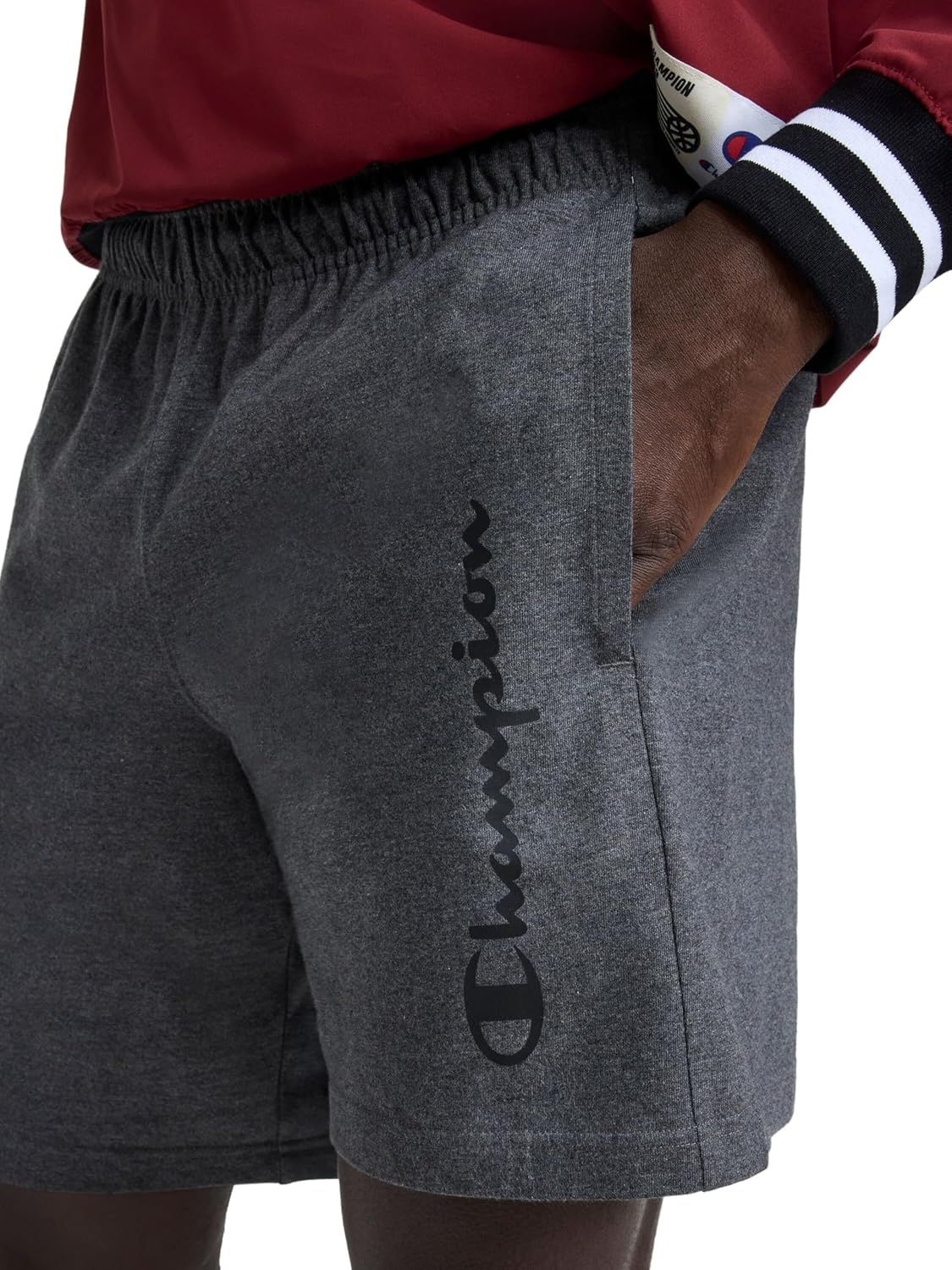image:imageChampion Mens Graphic Lounge Shorts Standard Fit 7 Inch Inseam Script Logo Lightweight 100 Cotton JerseyGranite Heather