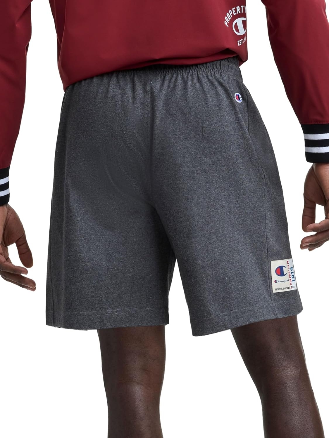 image:imageChampion Mens Graphic Lounge Shorts Standard Fit 7 Inch Inseam Script Logo Lightweight 100 Cotton JerseyGranite Heather