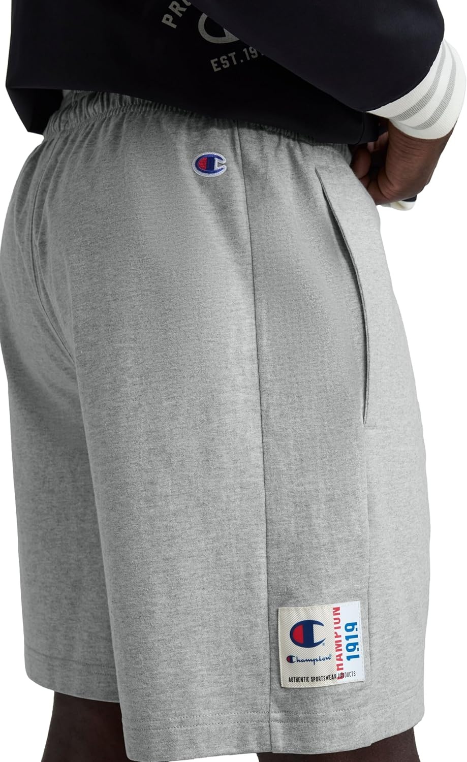 image:imageChampion Mens Graphic Lounge Shorts Standard Fit 7 Inch Inseam Script Logo Lightweight 100 Cotton JerseyOxford Gray Heather