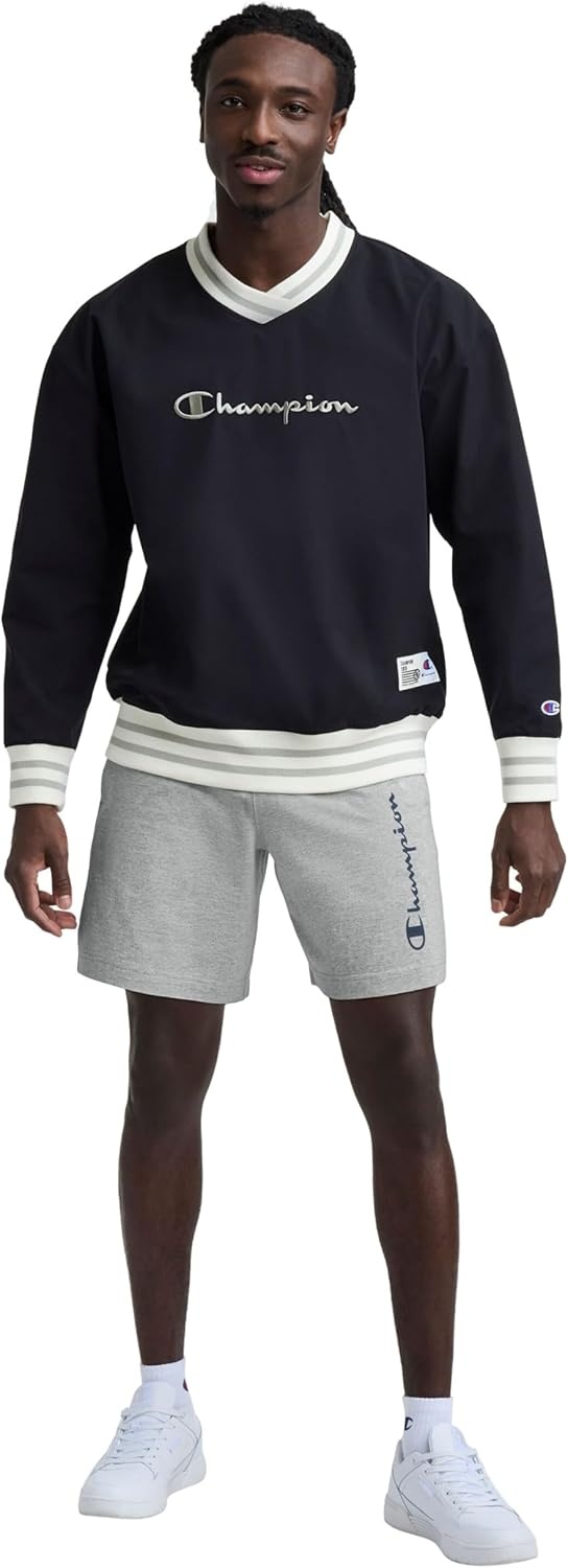 image:imageChampion Mens Graphic Lounge Shorts Standard Fit 7 Inch Inseam Script Logo Lightweight 100 Cotton JerseyOxford Gray Heather
