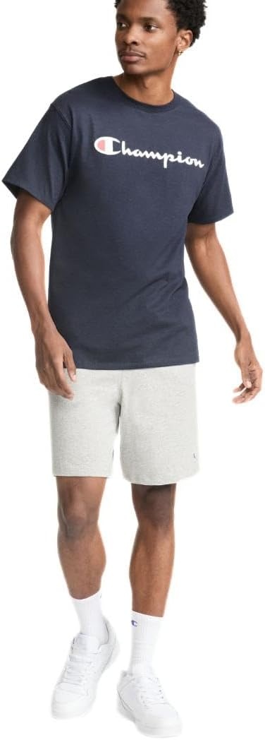 image:imageChampion Mens Graphic Short Sleeve TShirt Standard Fit Classic Script Logo Midweight 100 CottonDeep Navy