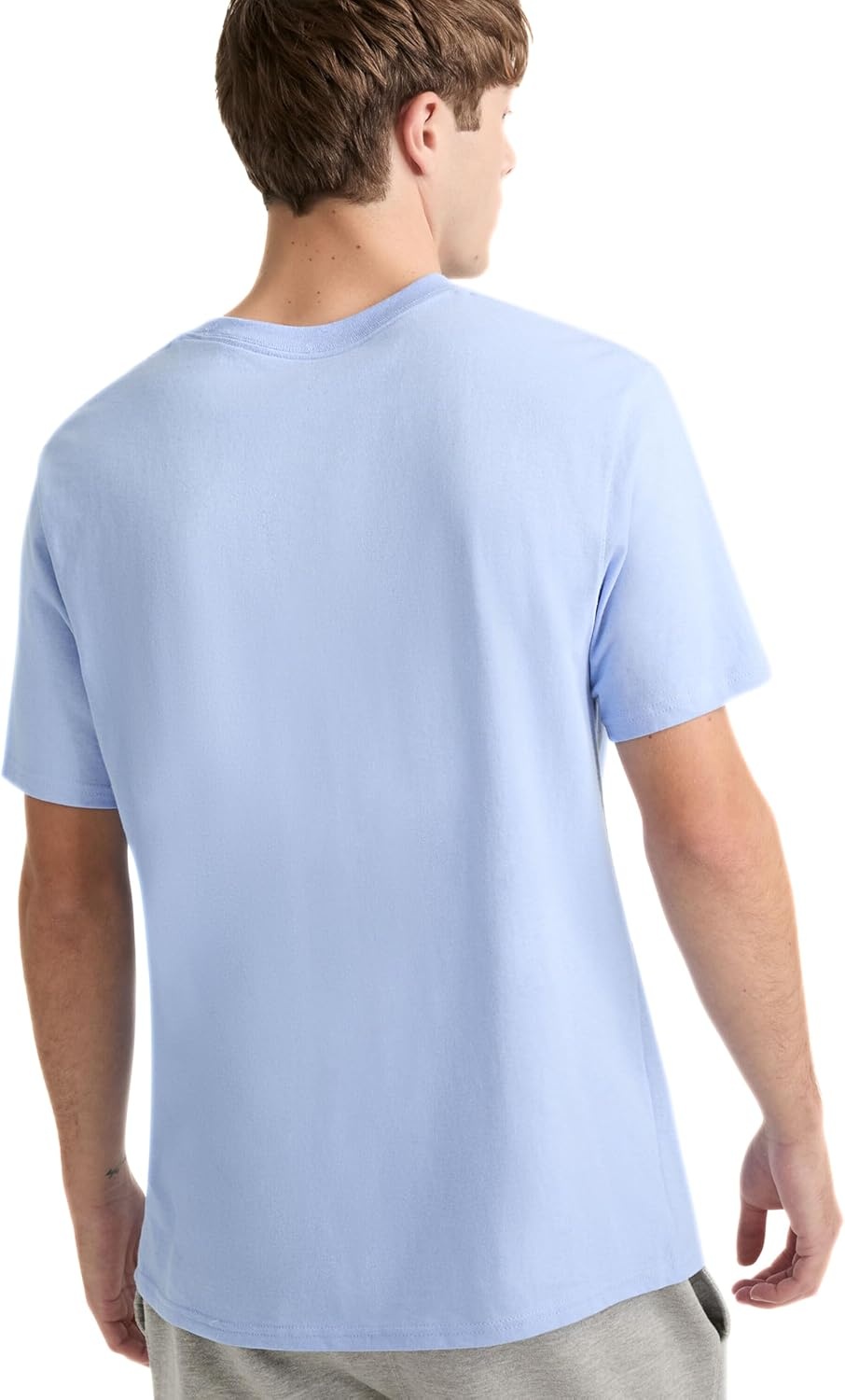 image:imageChampion Mens Graphic Short Sleeve TShirt Standard Fit Tonal Script Logo Midweight 100 CottonPewter Blue