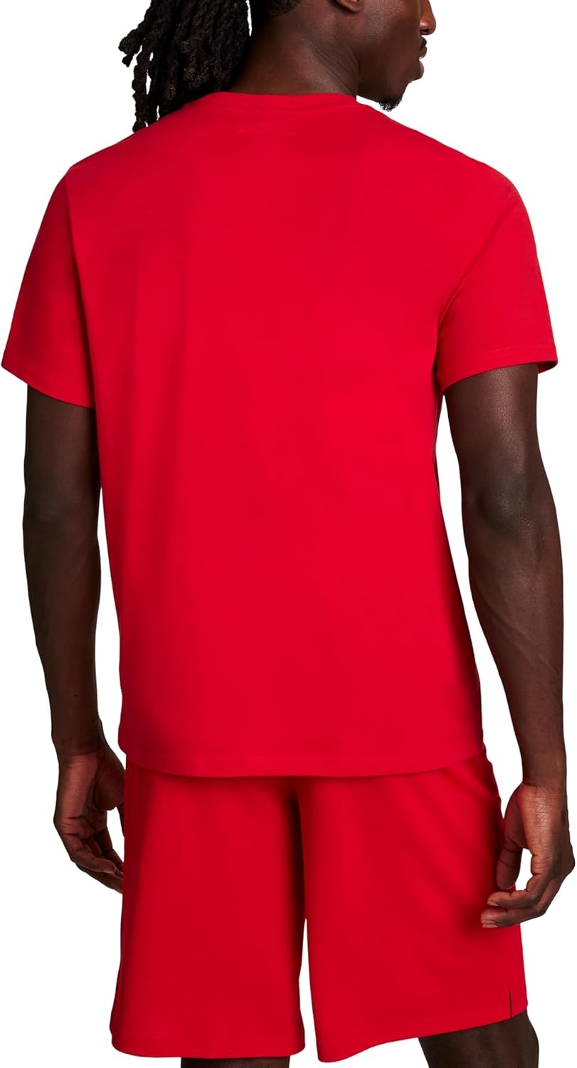 image:imageChampion Mens Graphic Short Sleeve TShirt Standard Fit Tonal Script Logo Midweight 100 CottonTango Red