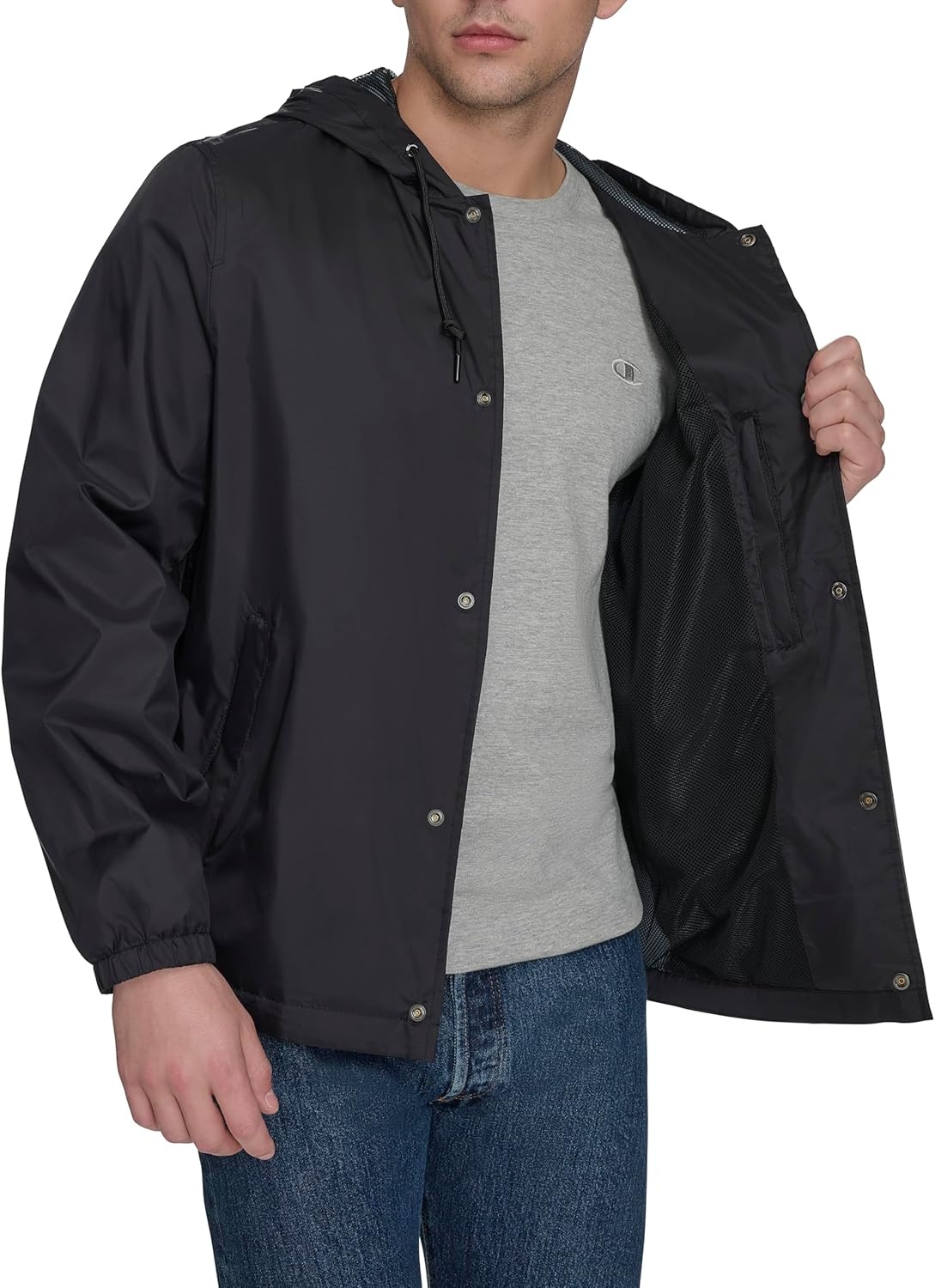 image:imageChampion Mens Hooded Coaches Rain JacketBlack