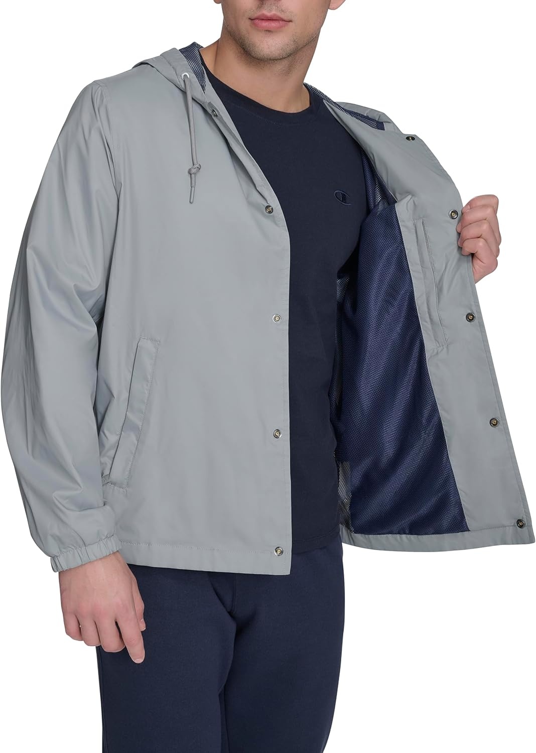 image:imageChampion Mens Hooded Coaches Rain JacketGrey