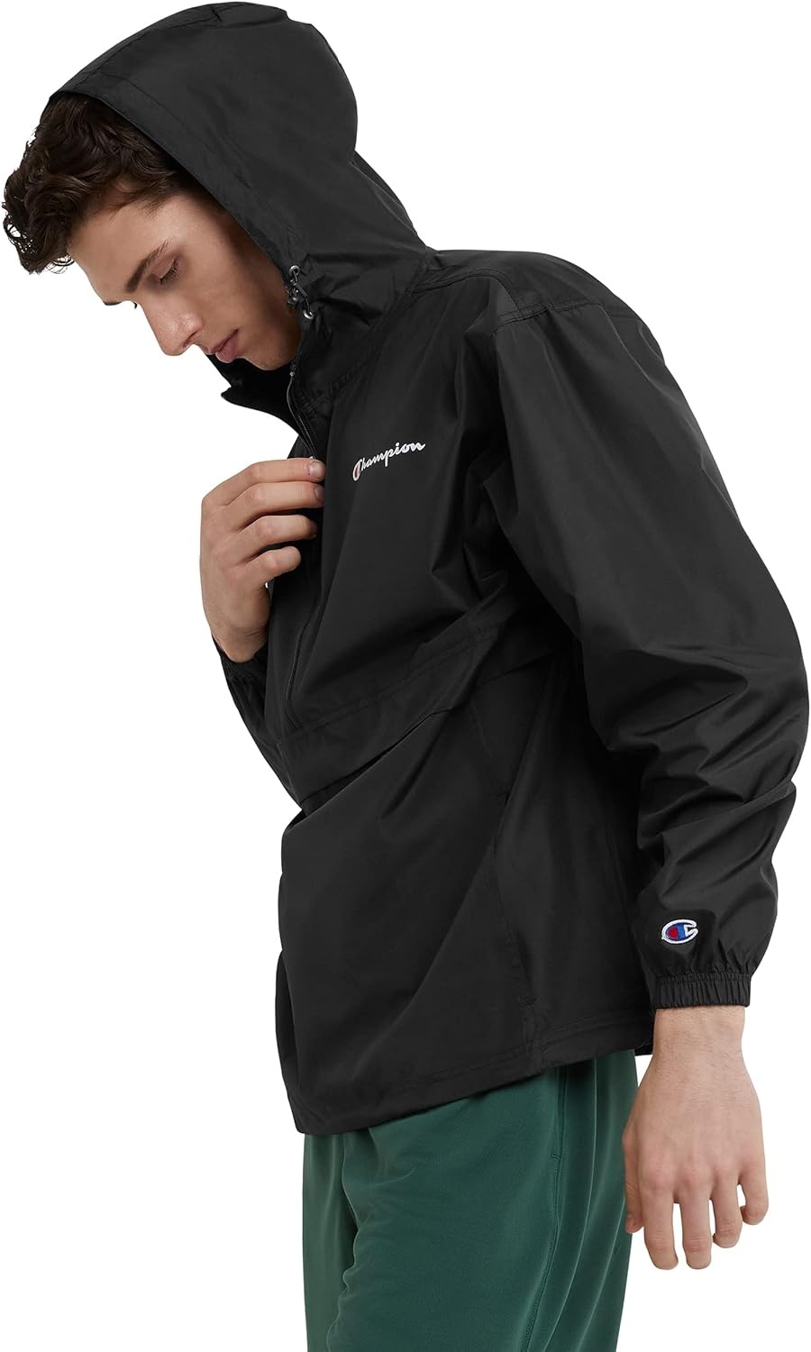 image:imageChampion Mens Jacket Stadium Fullzip Jacket Wind Resistant Water Resistant Jacket for MenBlack Small Small Script Logo