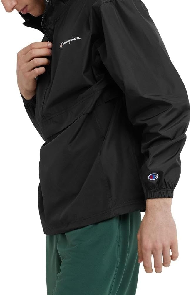 image:imageChampion Mens Jacket Stadium Fullzip Jacket Wind Resistant Water Resistant Jacket for MenBlack Small Script