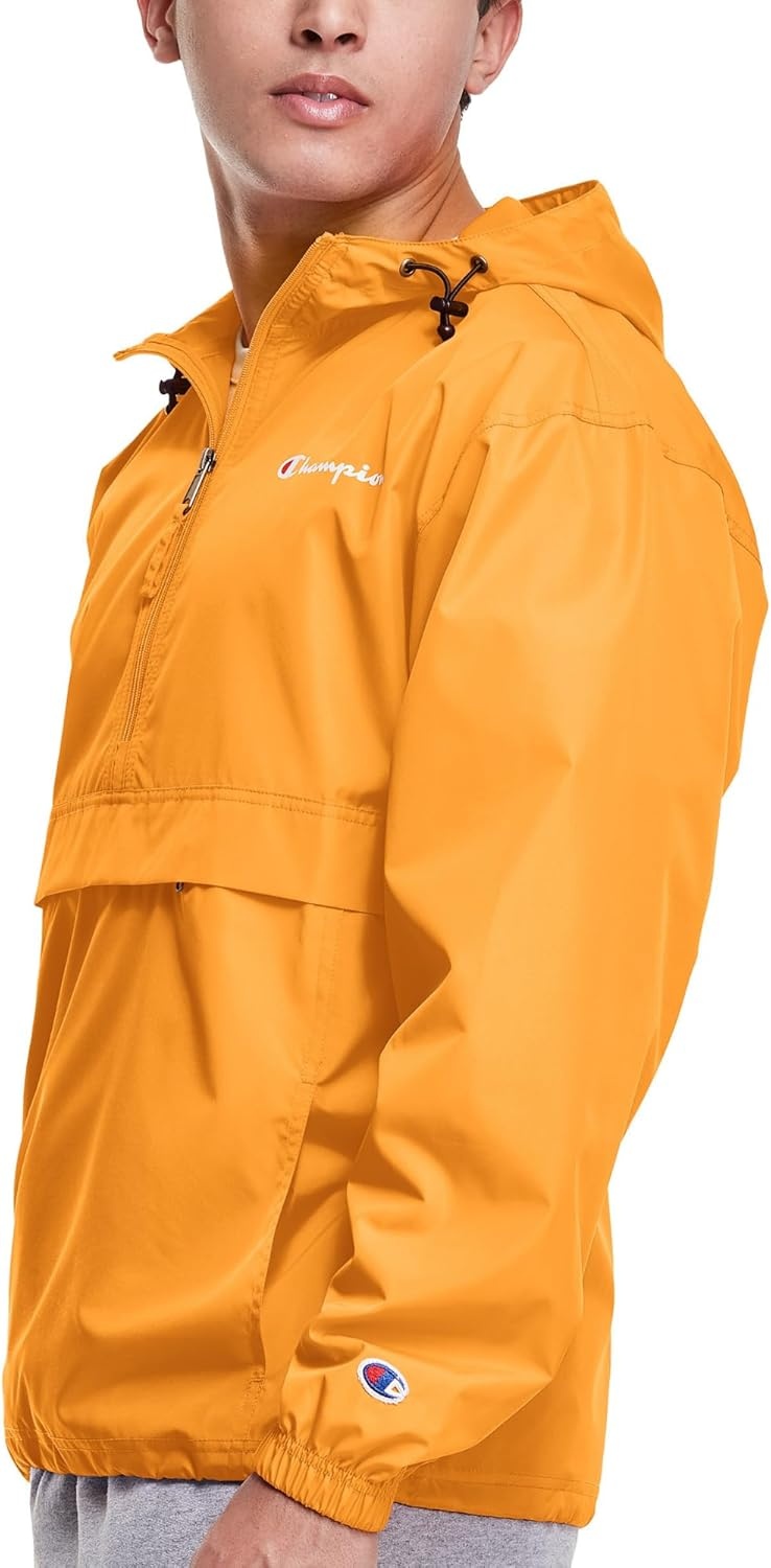 image:imageChampion Mens Jacket Stadium Fullzip Jacket Wind Resistant Water Resistant Jacket for MenC Gold Small Small Script Logo