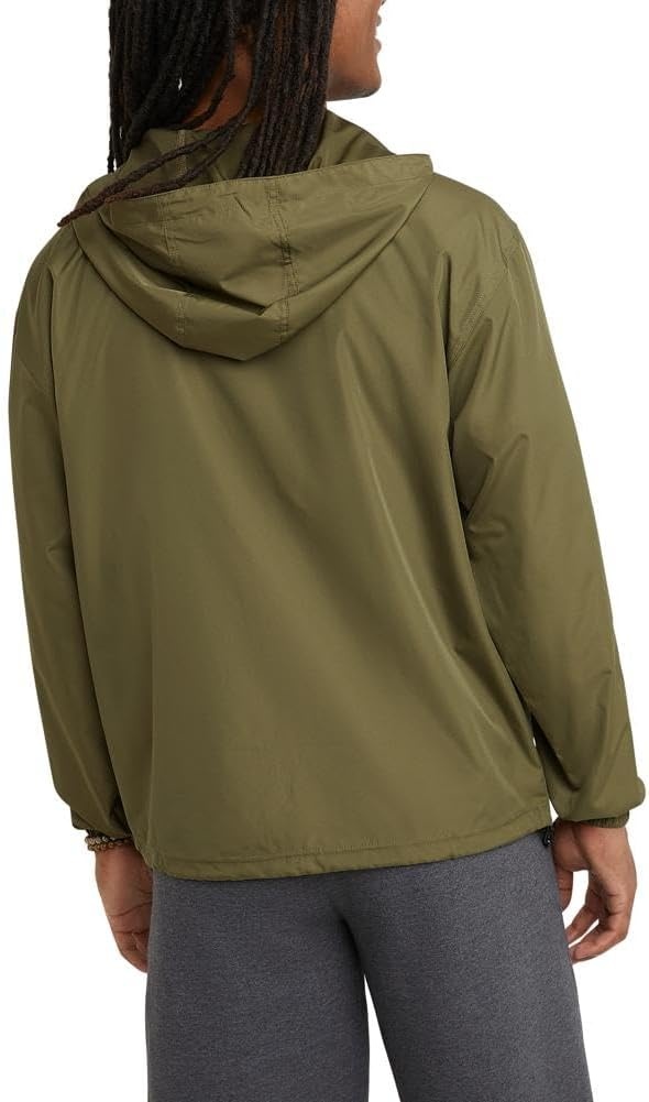 image:imageChampion Mens Jacket Stadium Fullzip Jacket Wind Resistant Water Resistant Jacket for MenCargo Olive Small Small Script Logo