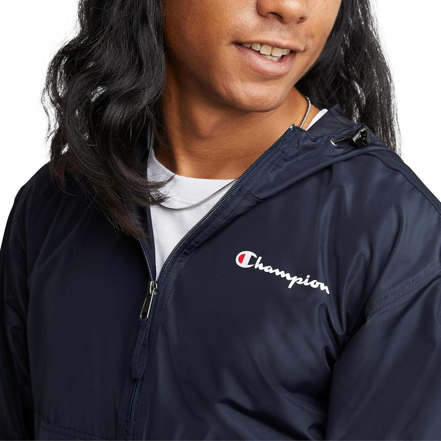 image:imageChampion Mens Jacket Stadium Fullzip Jacket Wind Resistant Water Resistant Jacket for MenNavy Small Small Script Logo
