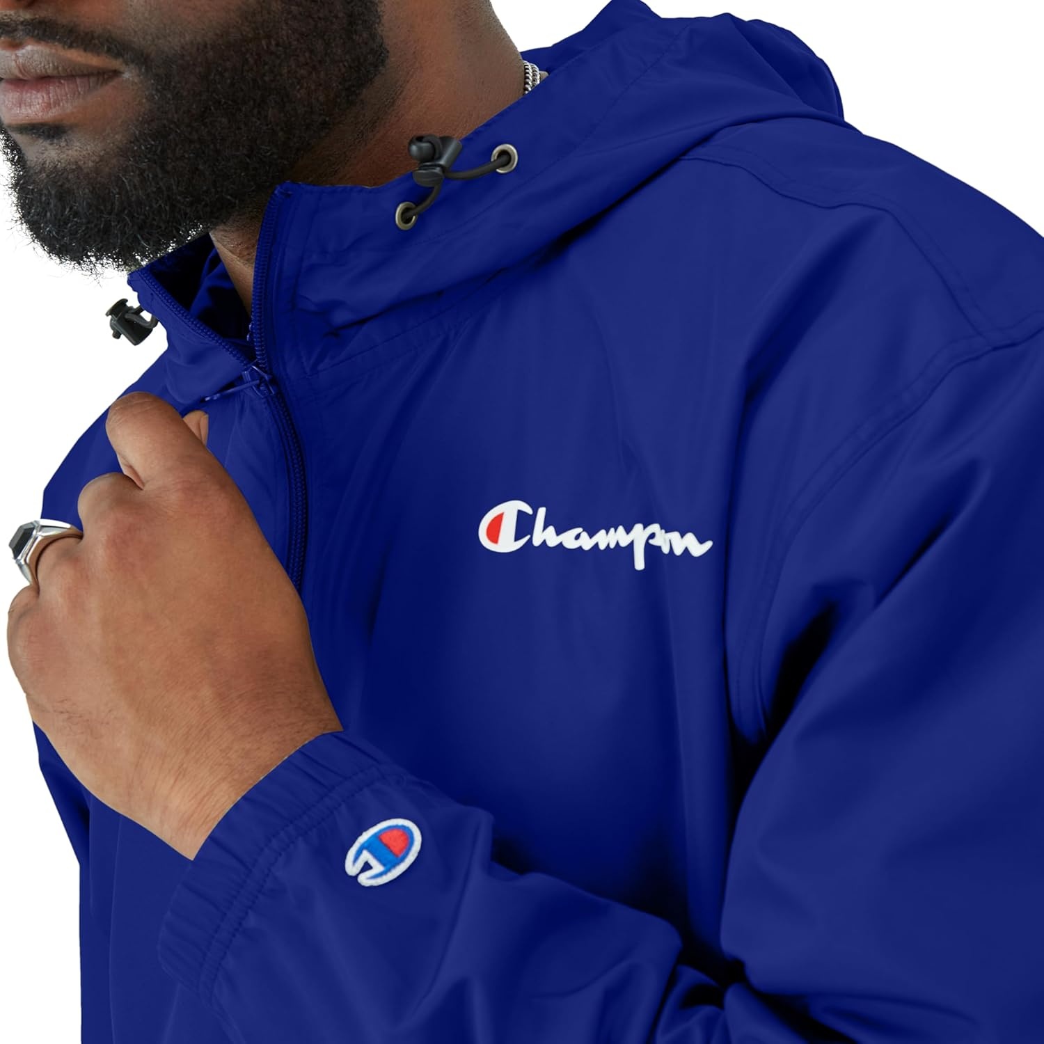 image:imageChampion Mens Jacket Stadium Fullzip Jacket Wind Resistant Water Resistant Jacket for MenSurf the Web Small Small Script Logo